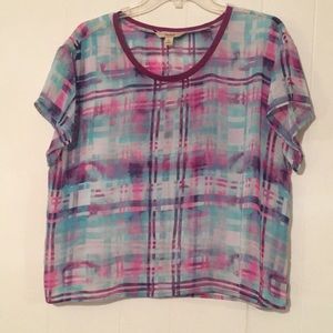 Blue Purple Pink Sheer Top